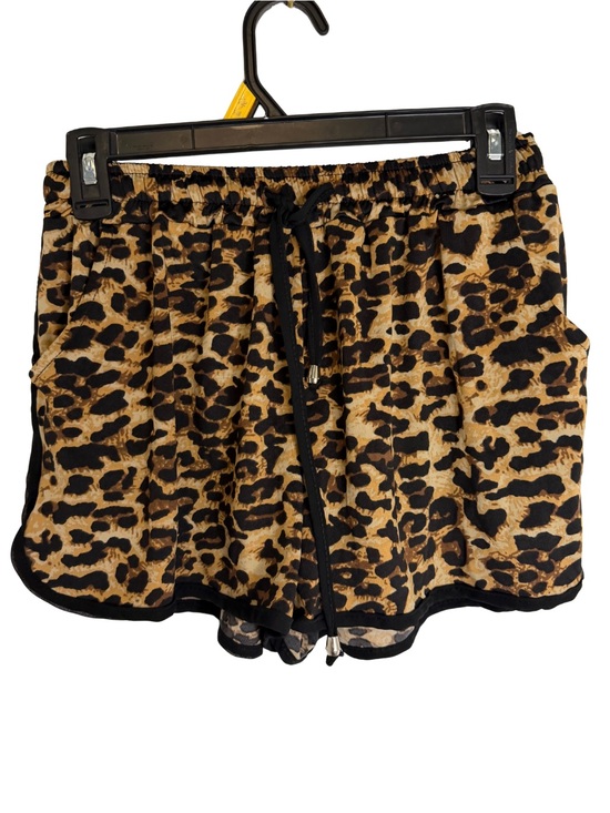unbranded Pants - 3/$20 Leopard-Print Women’s Drawstring Lounge Shorts - Tan/Black